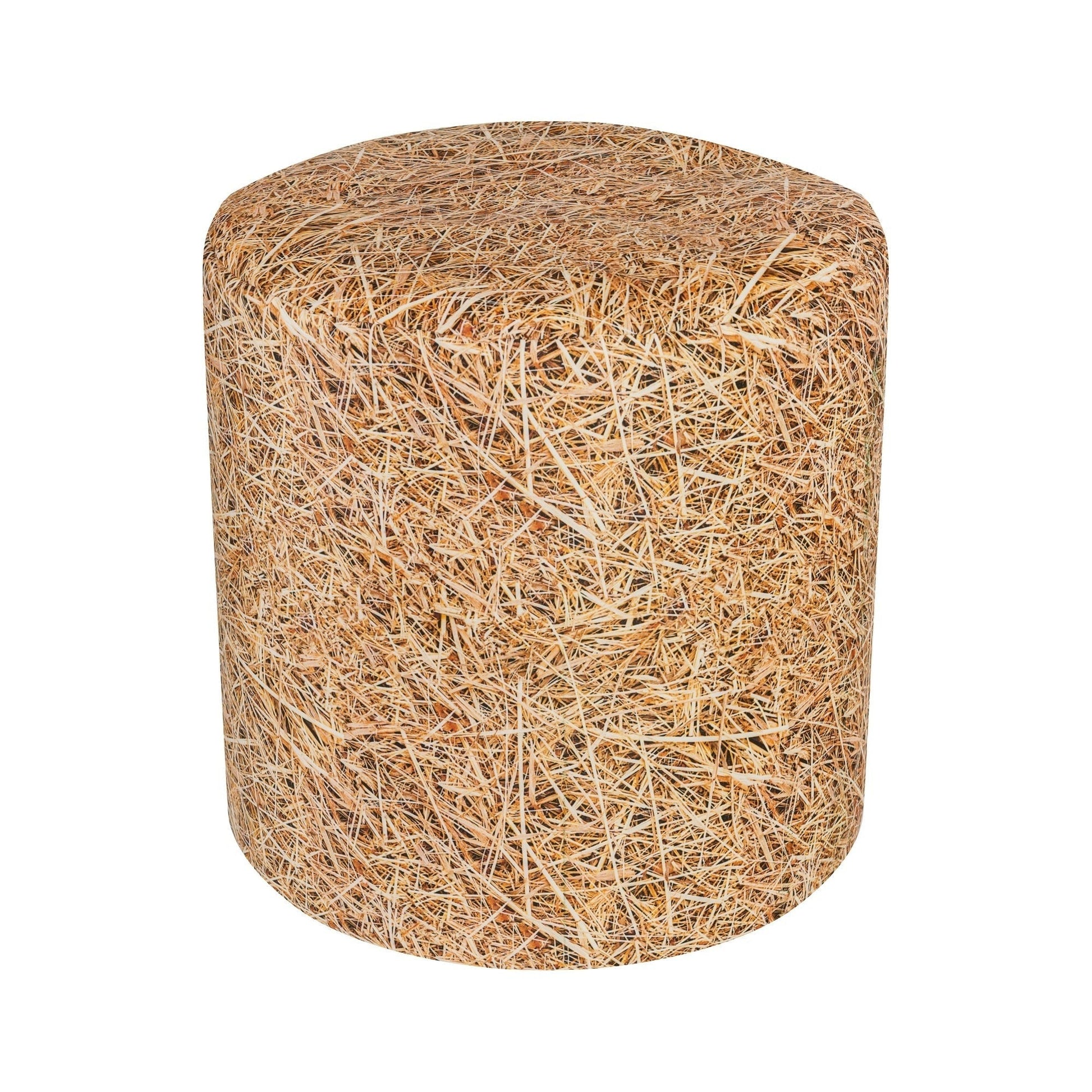 Round bale of straw on a white background
