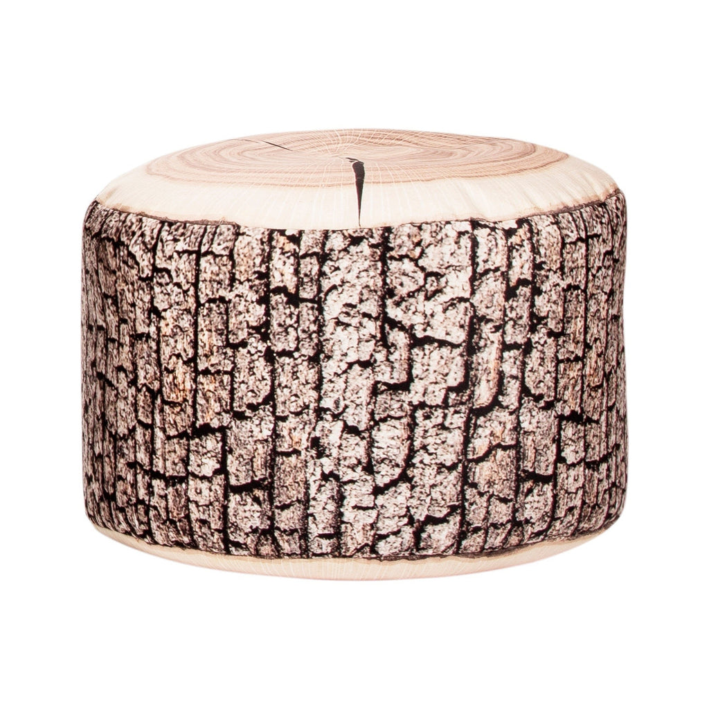 Cylindrical candle with bark-like pattern on a white background
