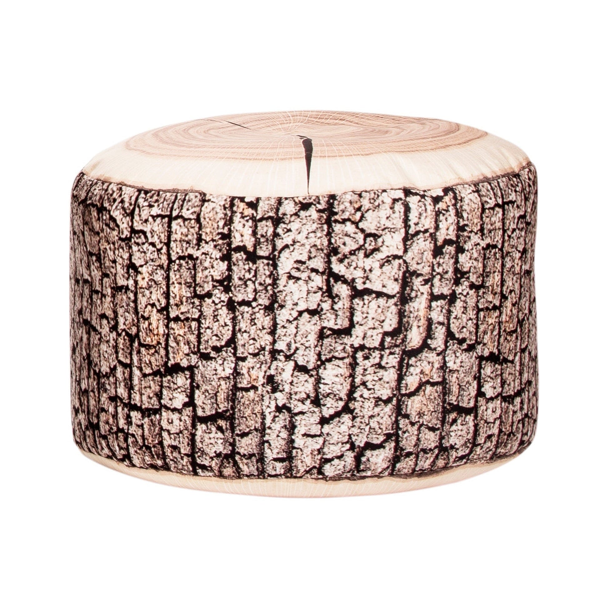 Cylindrical candle with bark-like pattern on a white background