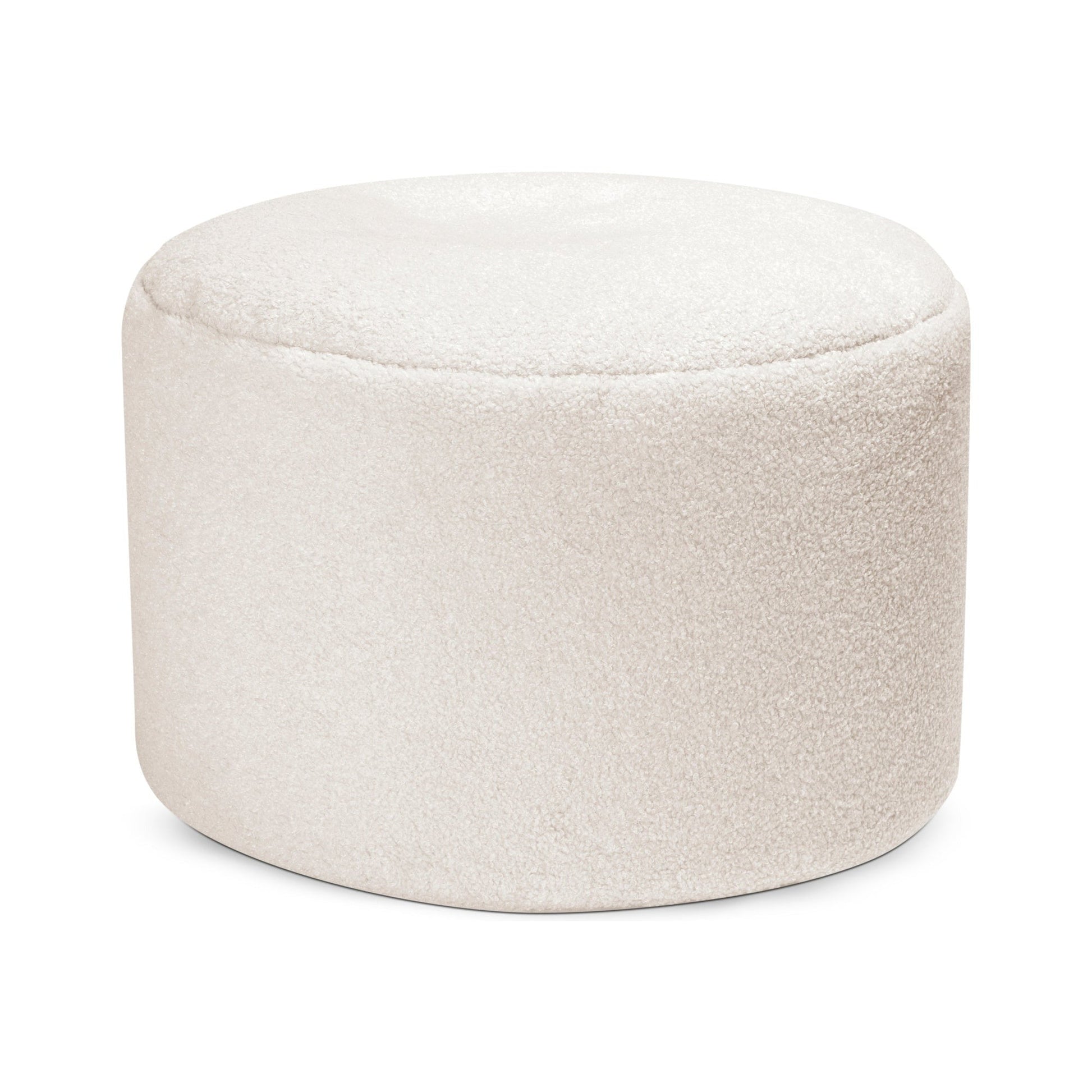 Round beige pouf on a white background