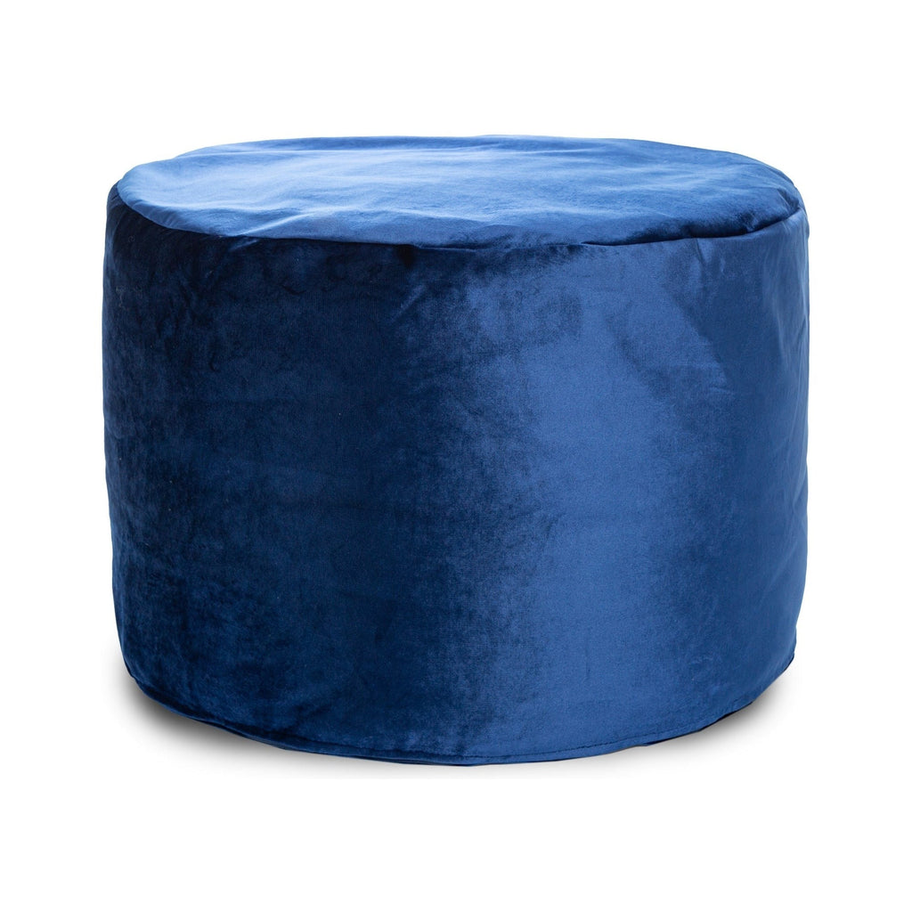Blue round ottoman on a white background
