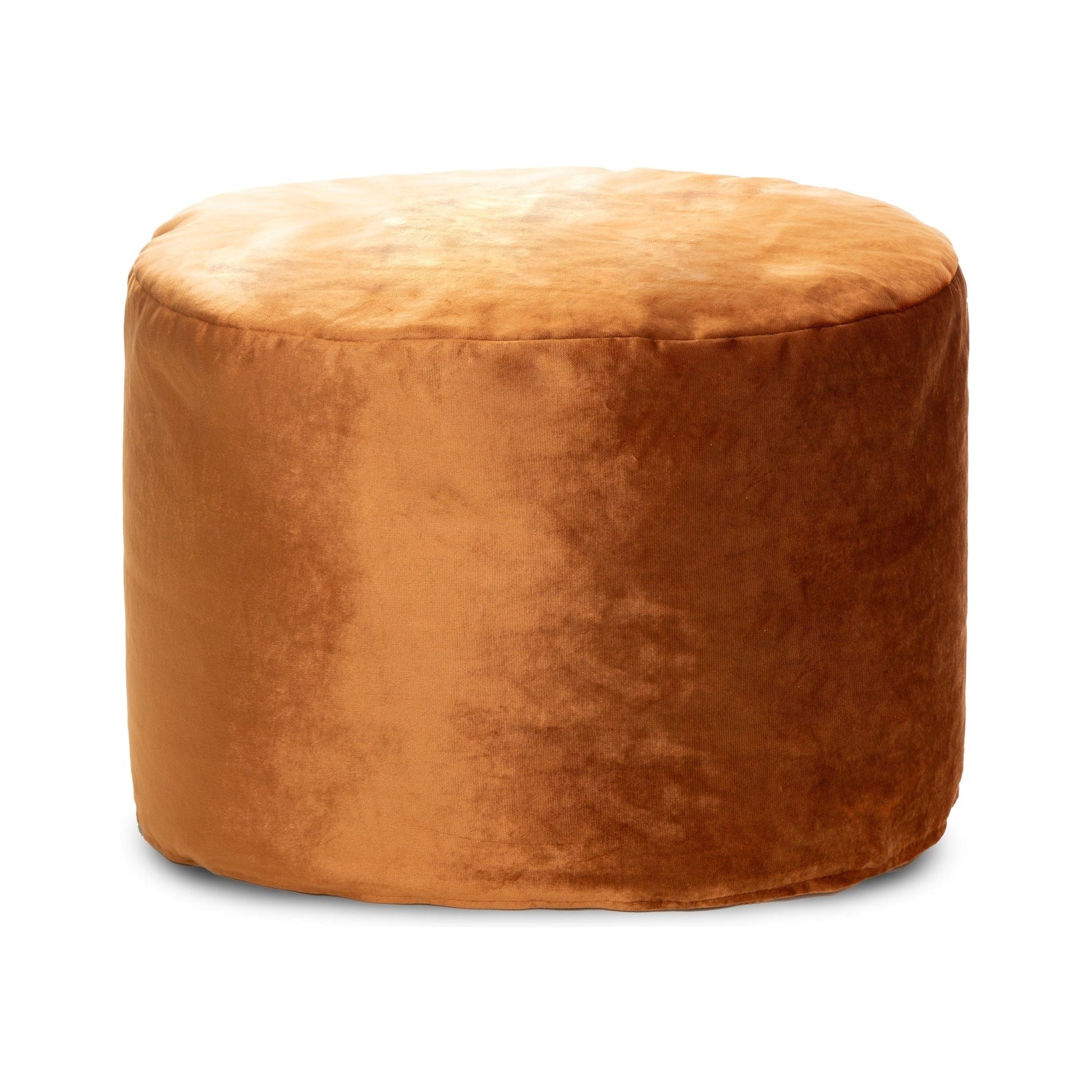 Brown velvet ottoman on a white background