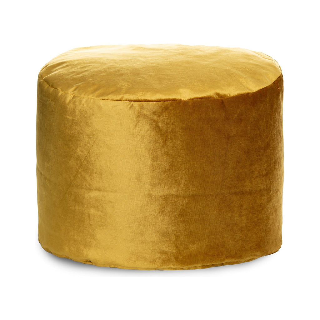 Gold velvet ottoman on a white background