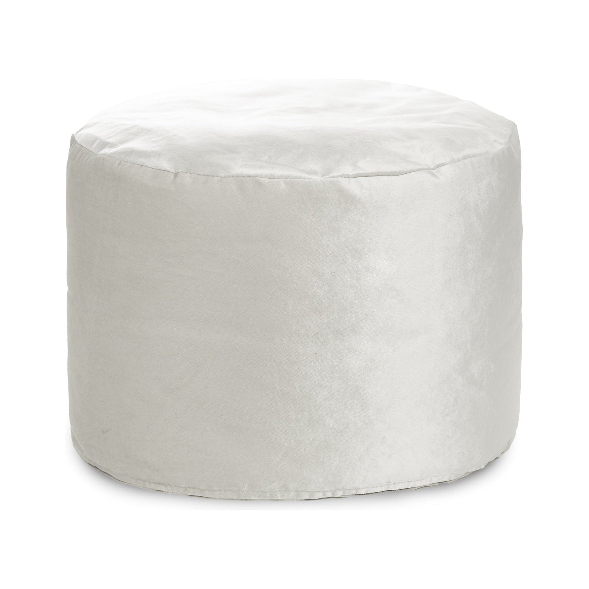 Round beige ottoman on a white background