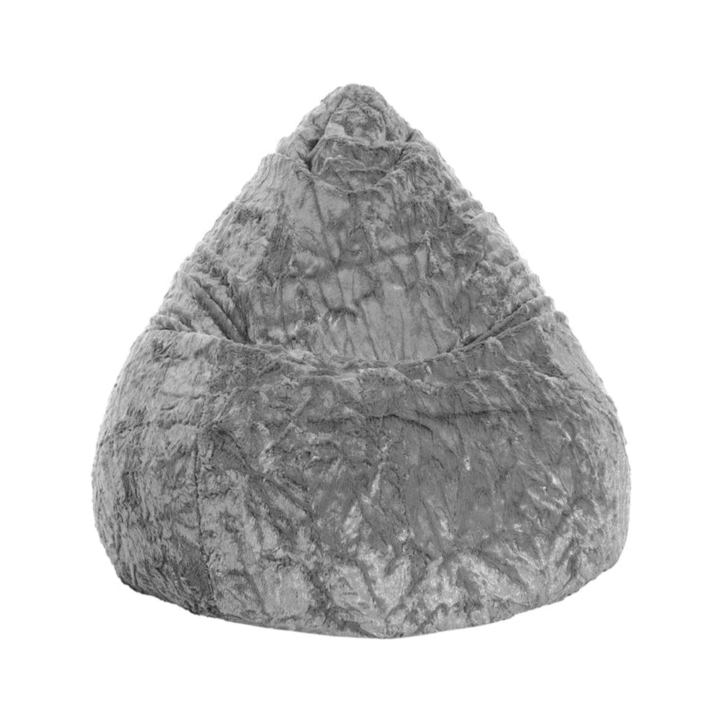 Gray textured bean bag chair on a white background