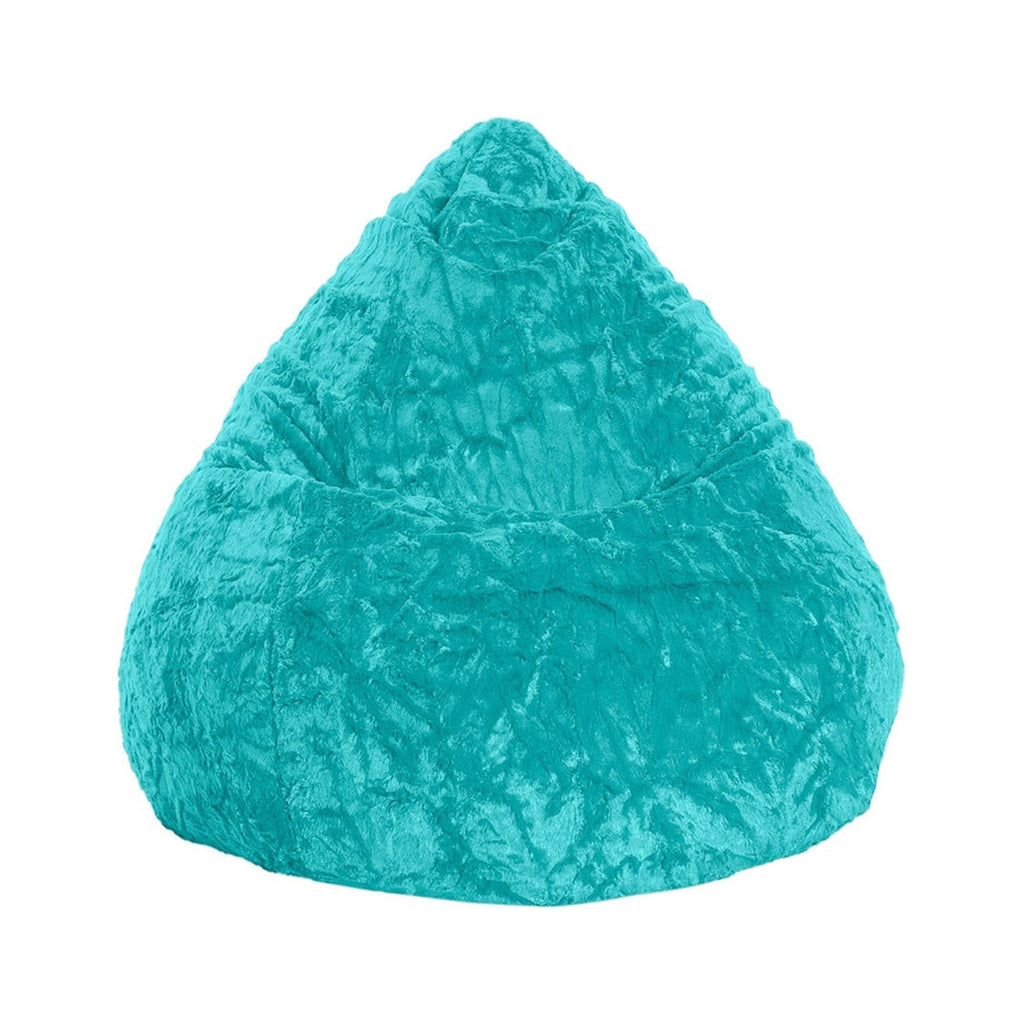 Turquoise bean bag chair on a white background