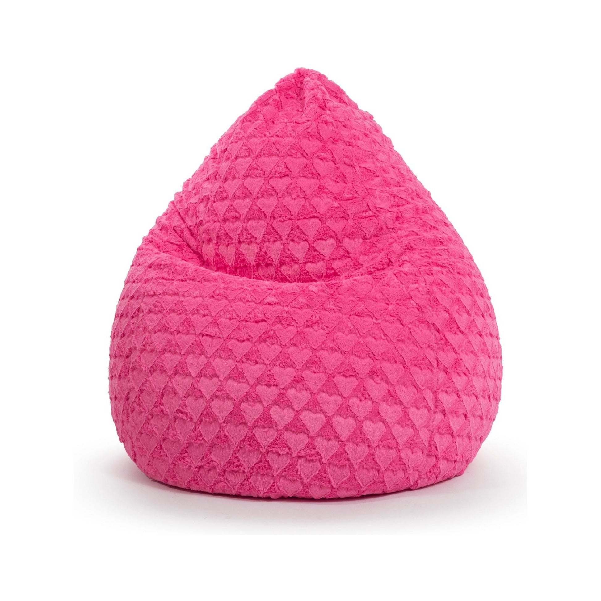 Pink textured bean bag chair on a white background