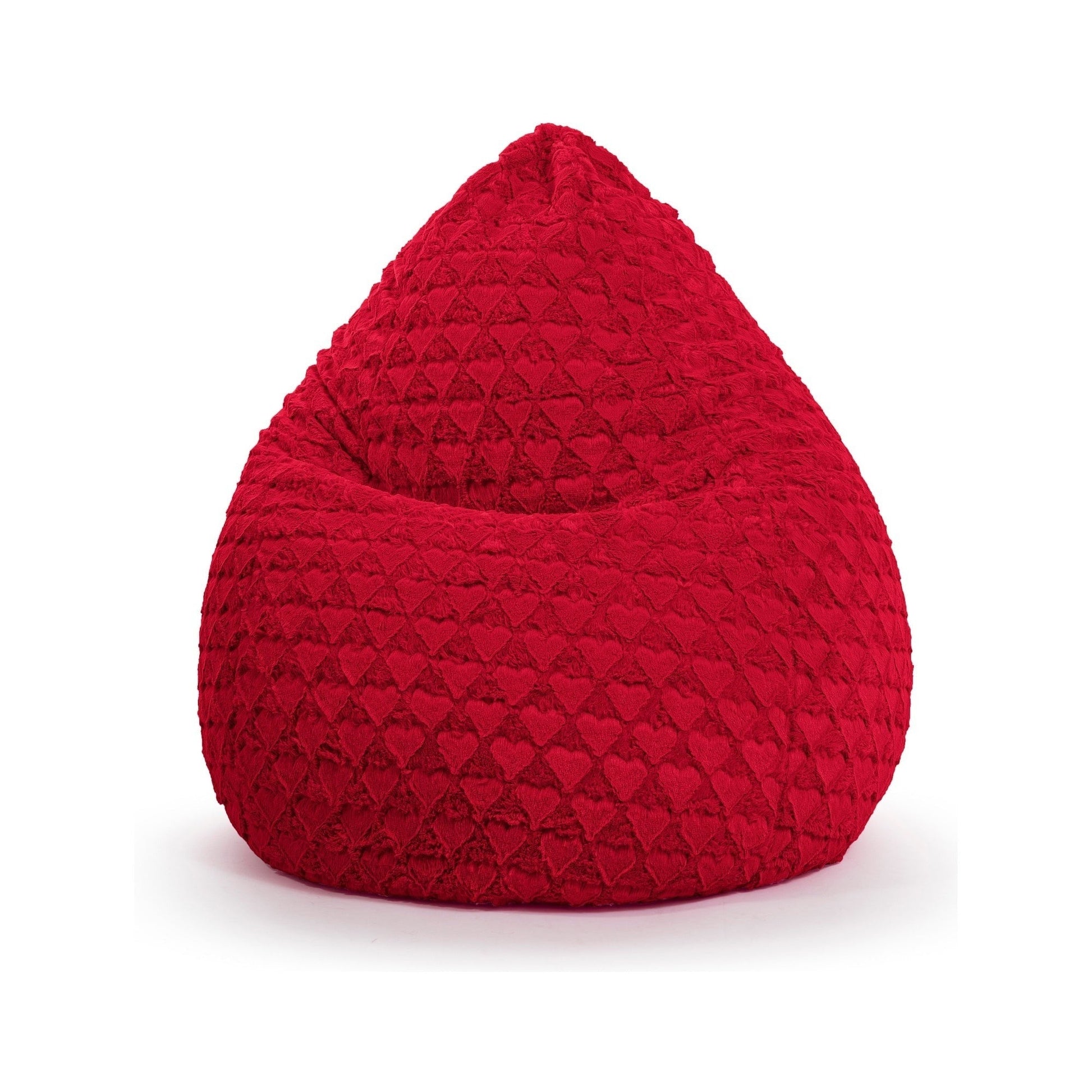 Red textured bean bag chair on a white background