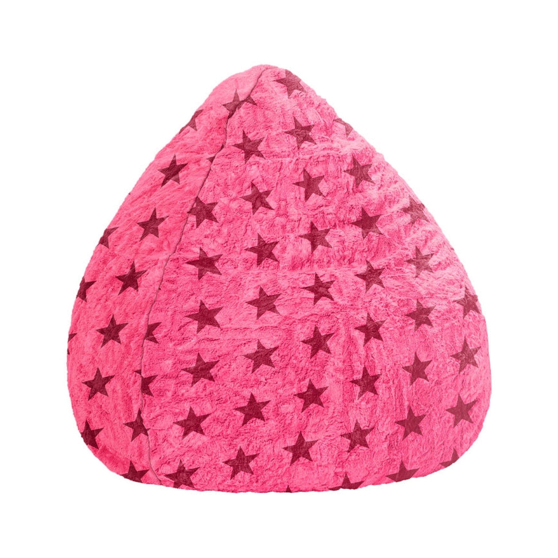 Pink bean bag chair with star pattern on a white background