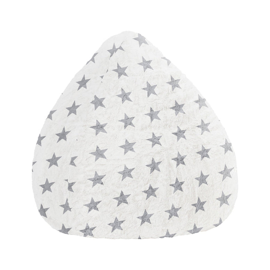 Heart-shaped pillow with gray star pattern on a white background