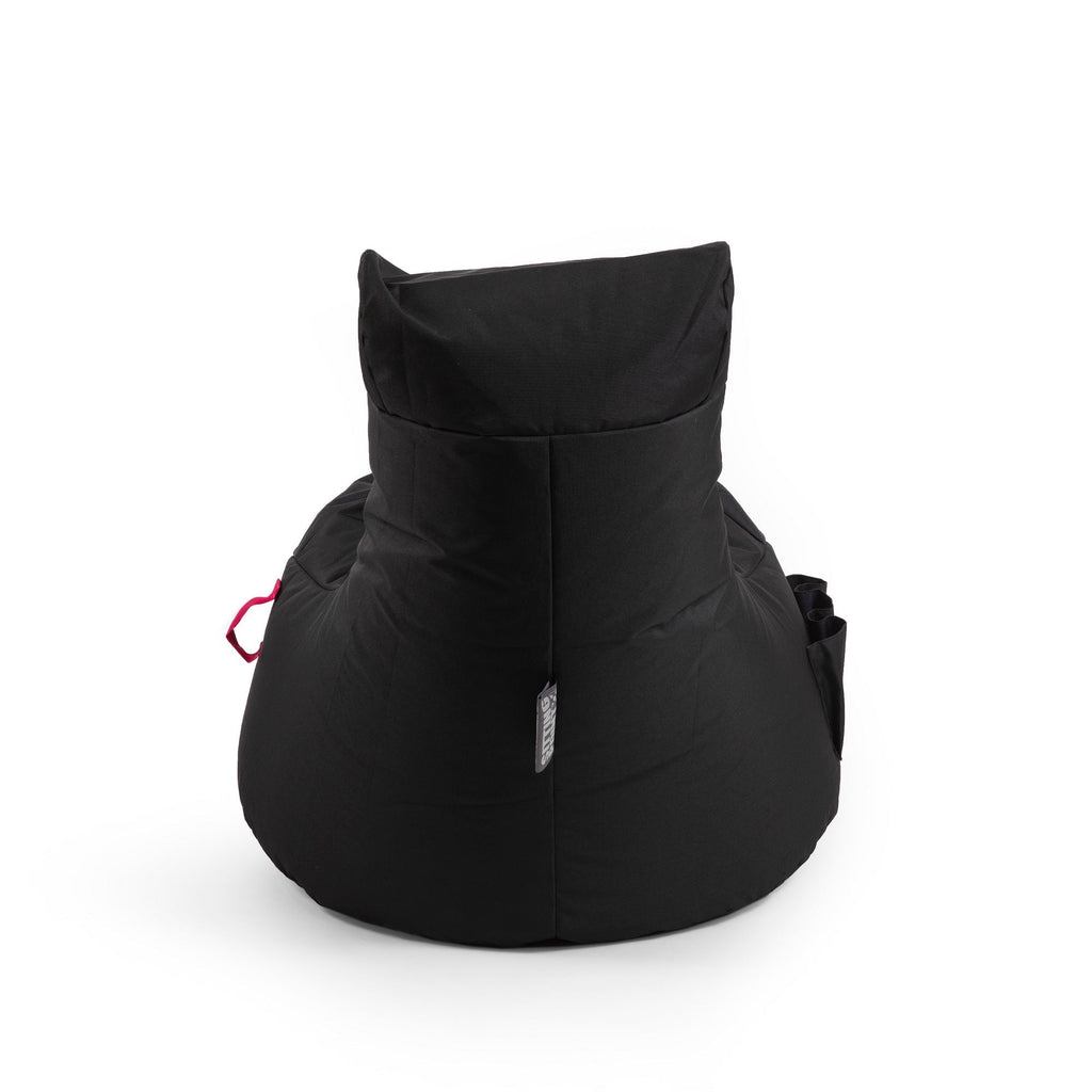 Black bean bag chair on a white background