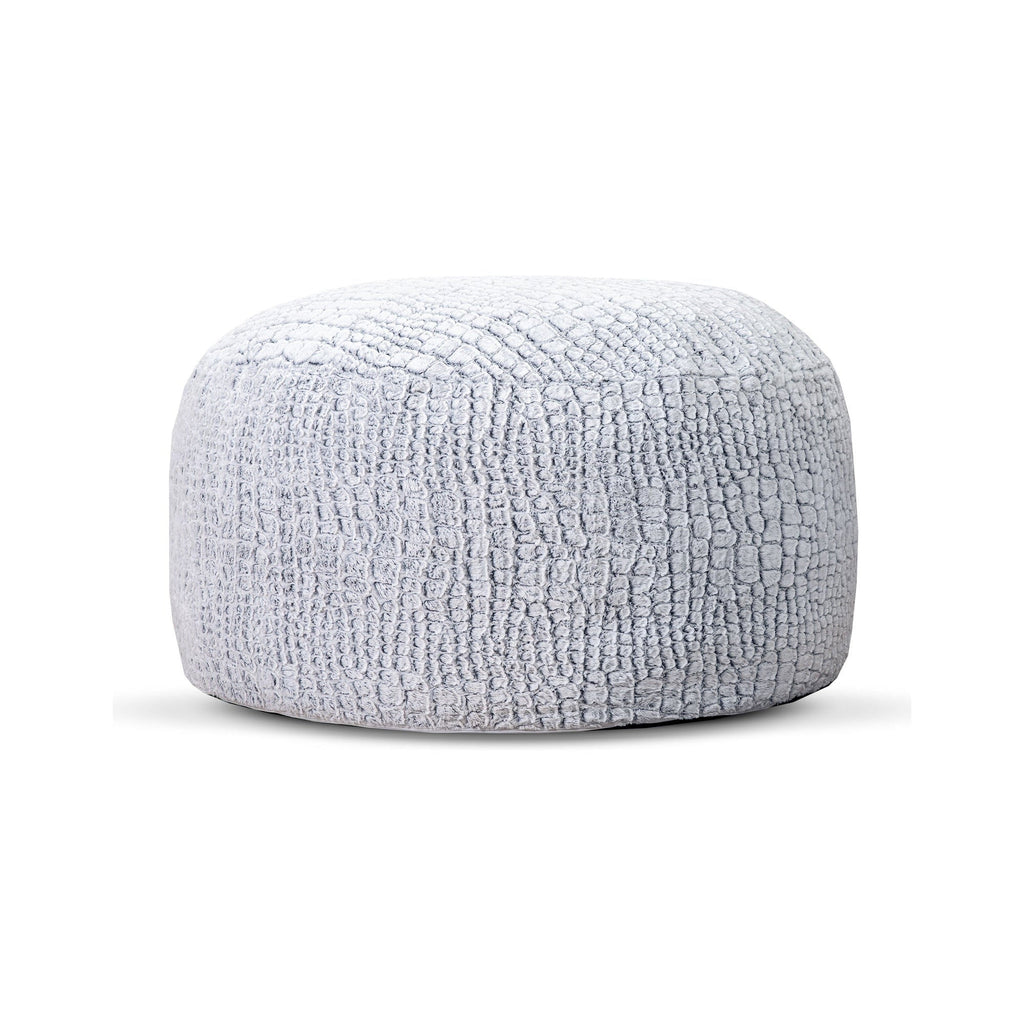 Textured gray ottoman on a white background