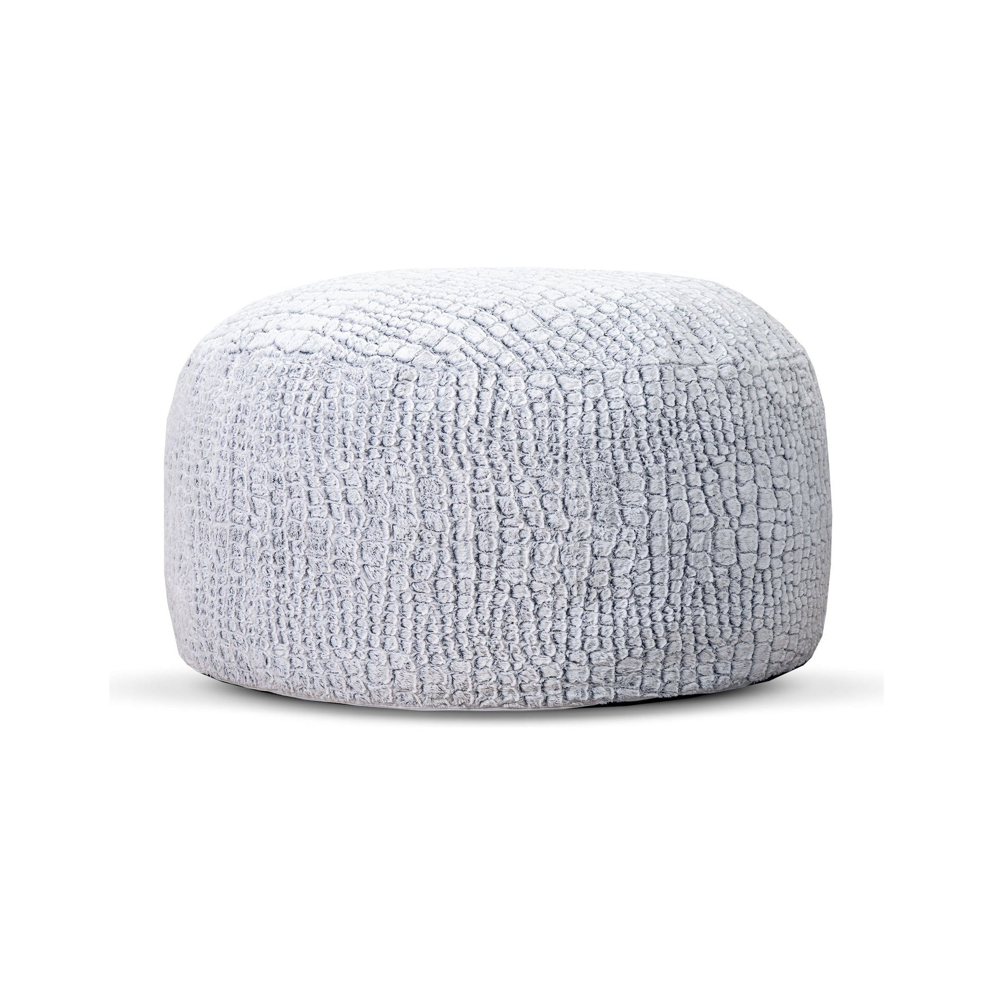 Textured gray ottoman on a white background