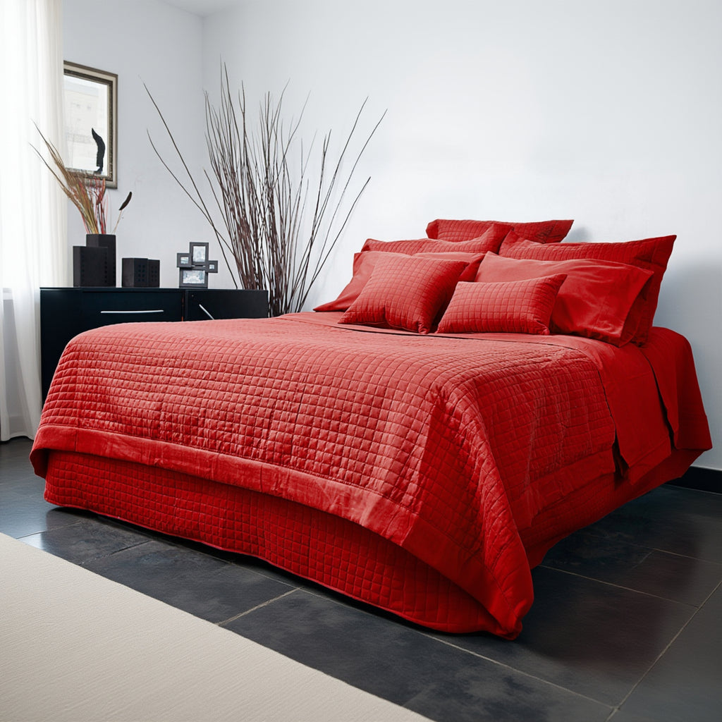 Grid Microfiber Quilted Duvet Cover Set