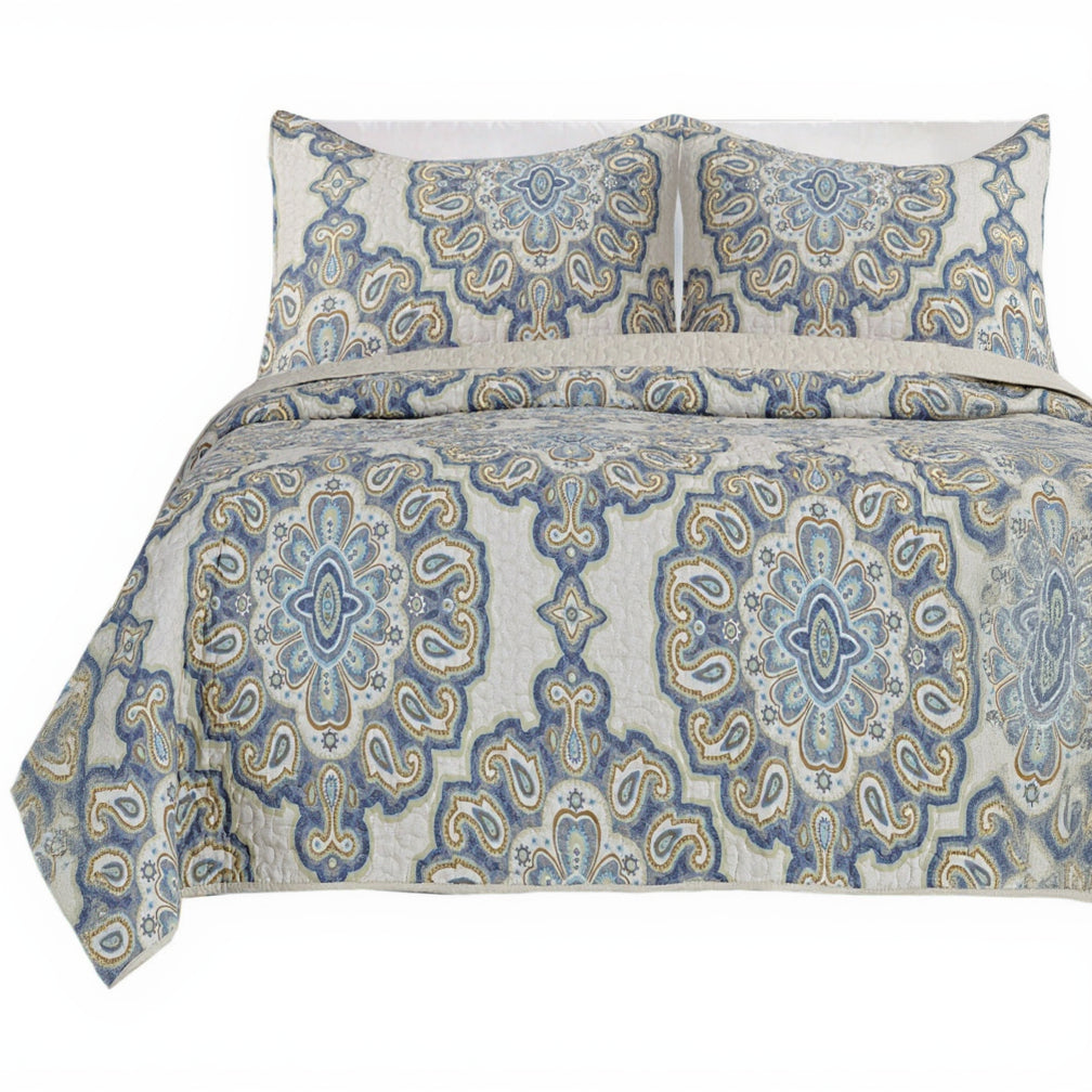 Gouchee Home Rome Quilt Set Queen Blue