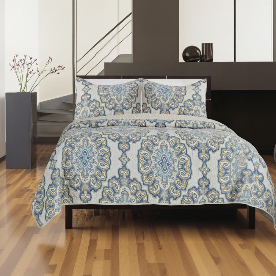 Gouchee Home Rome Quilt Set Queen Blue