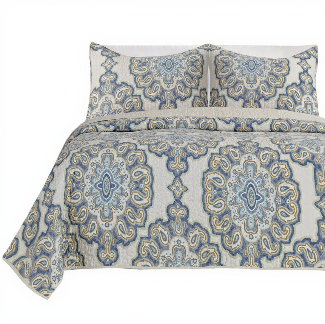 Gouchee Home Rome Quilt Set Queen Blue