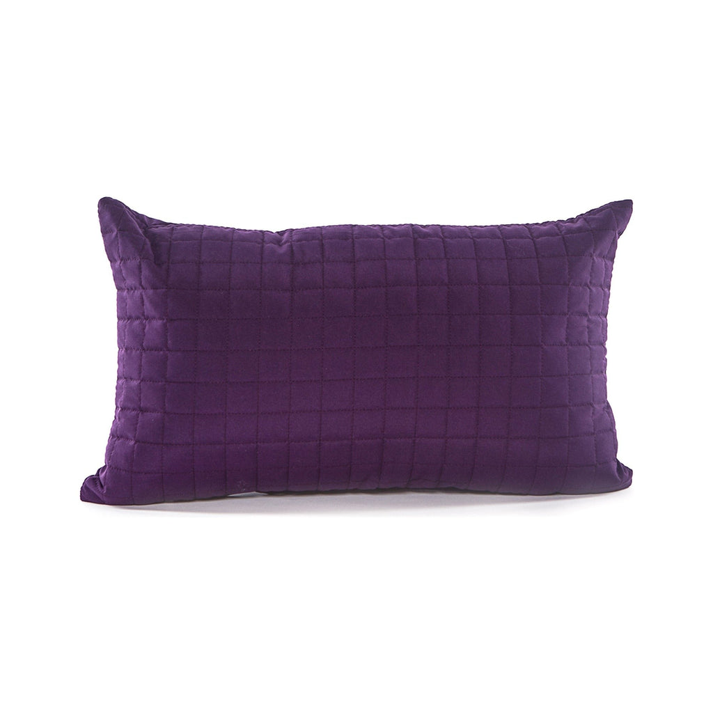 Purple quilted pillow on a white background
