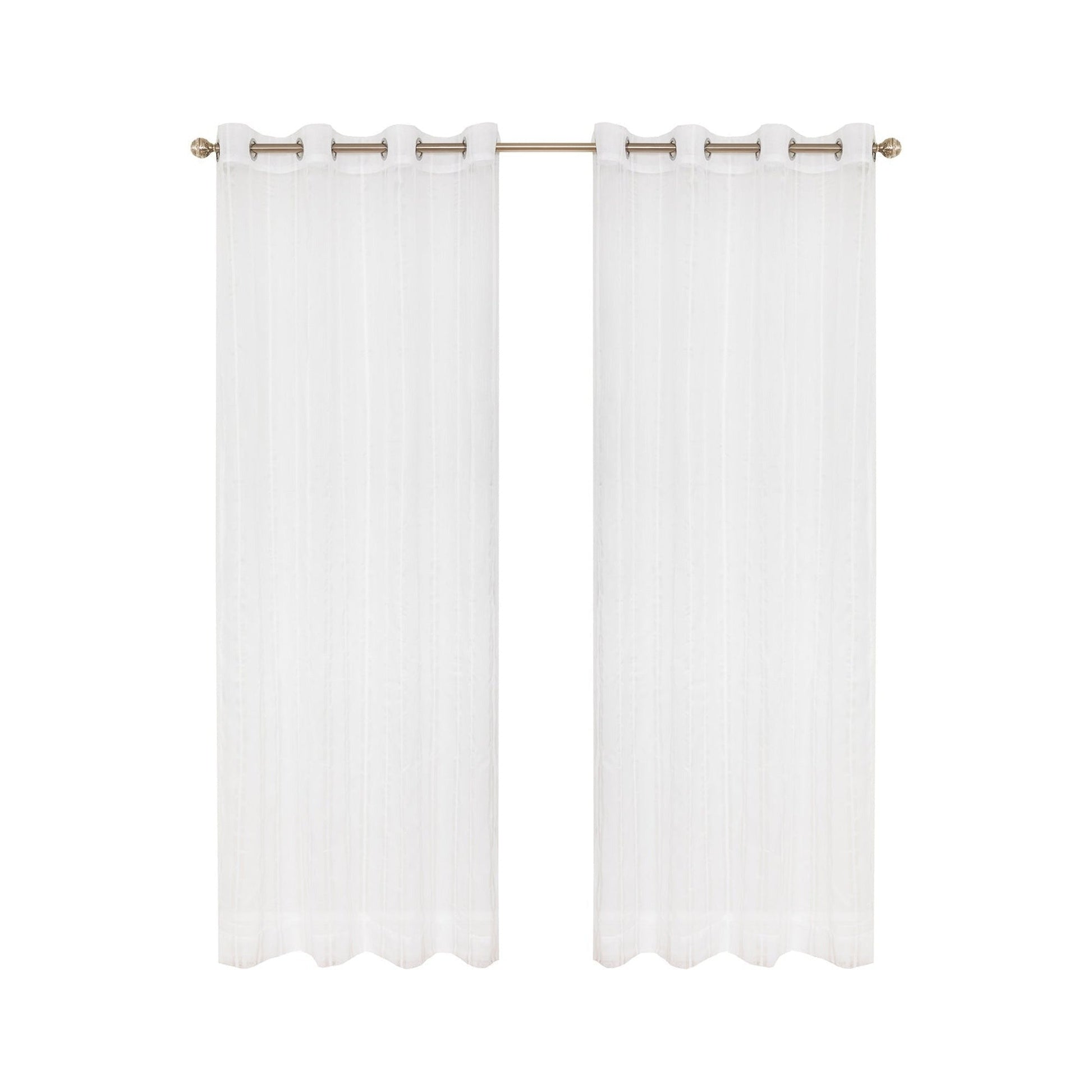 White curtains with gold rings 