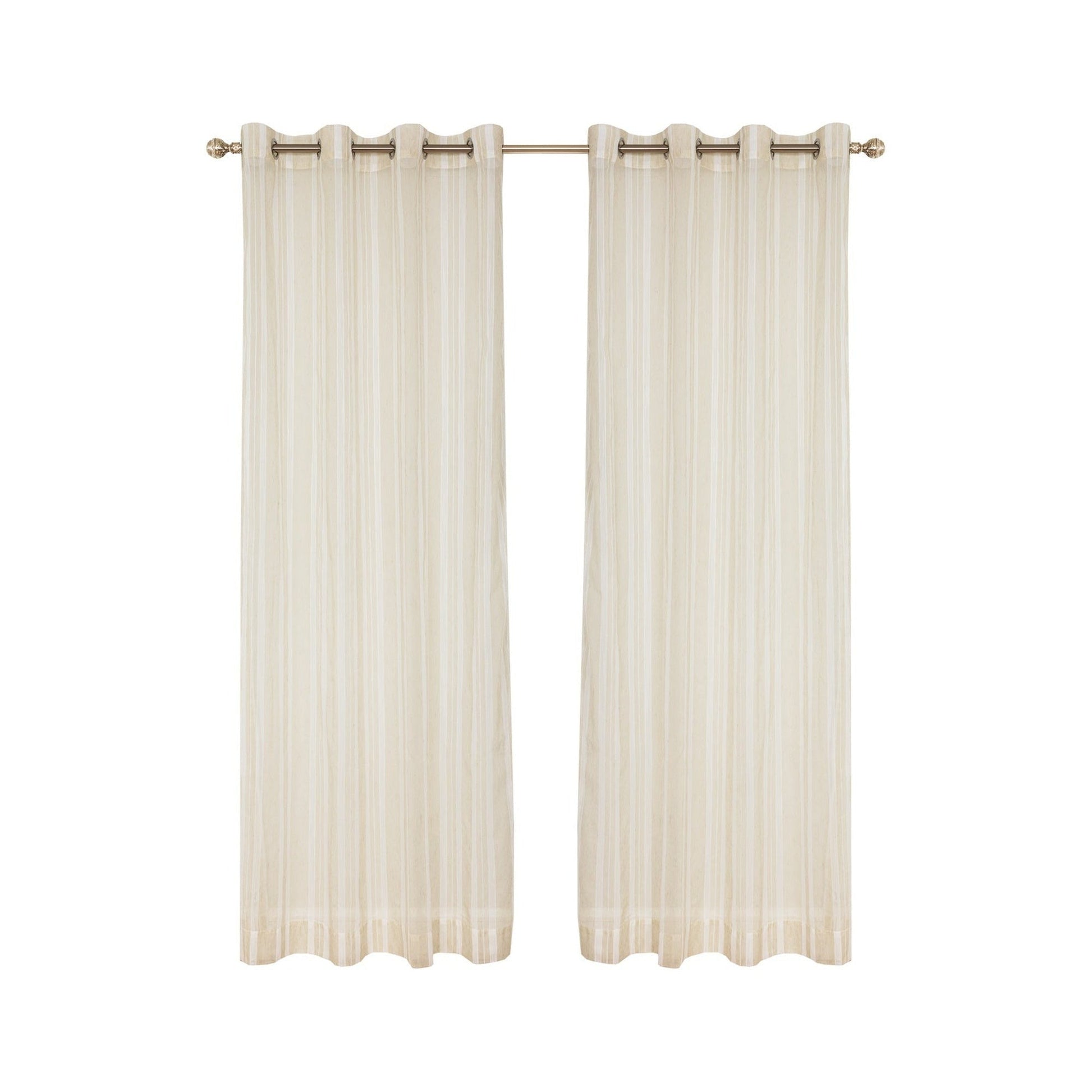 Pair of beige curtains with grommets 