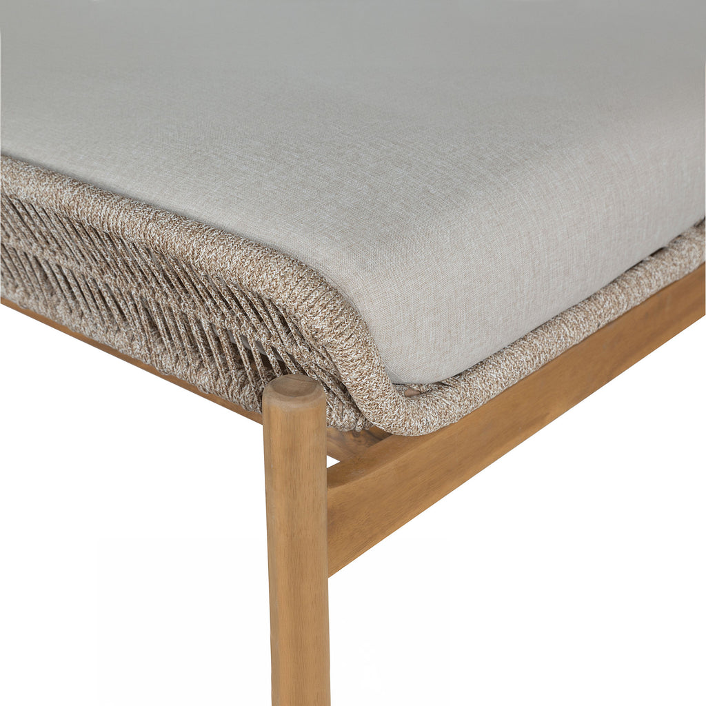 Close-up of handwoven rope detail on Portofino sun lounger