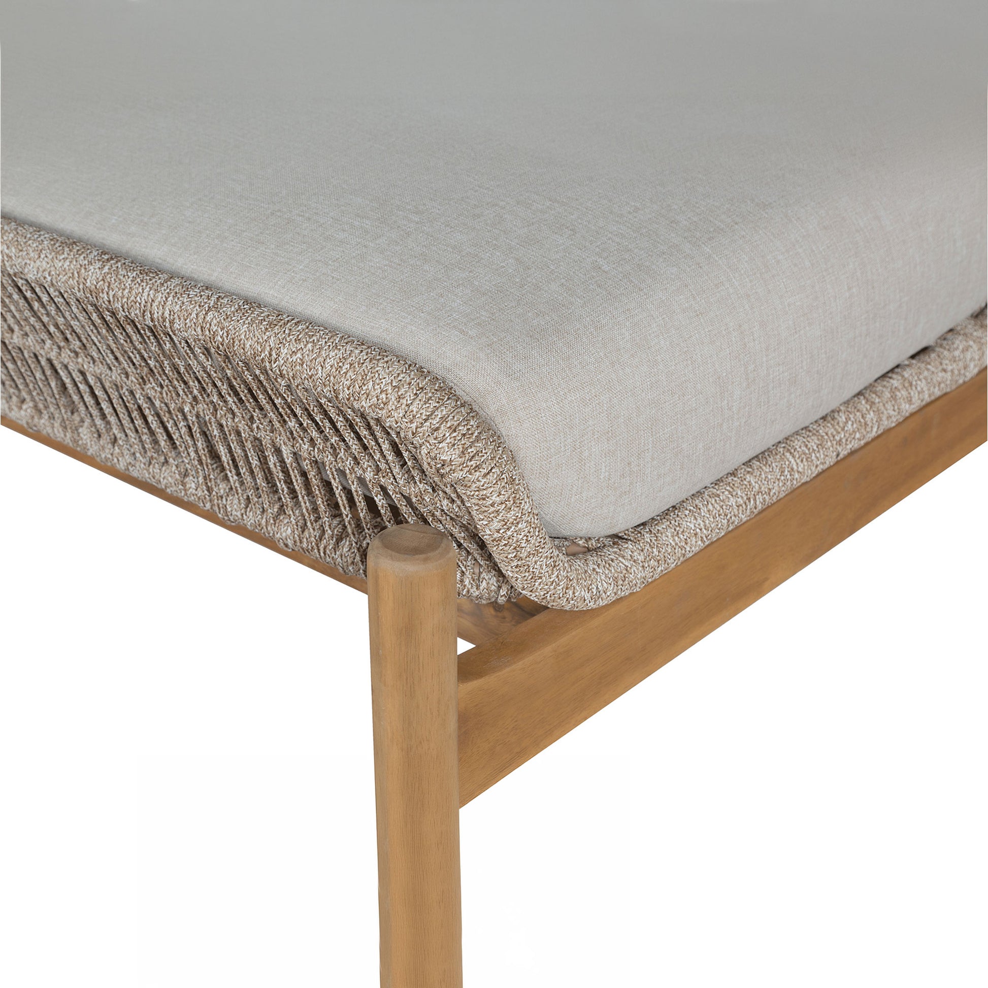 Close-up of handwoven rope detail on Portofino sun lounger