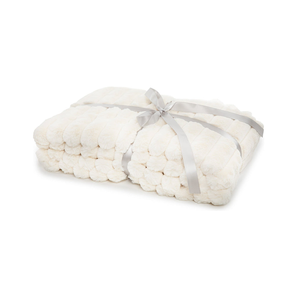 White blanket with a silver ribbon on a white background