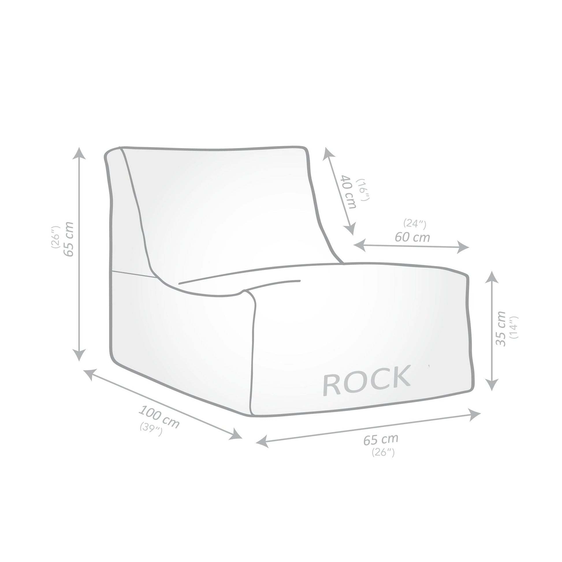 Diagram of a chair with dimensions labeled on a white background