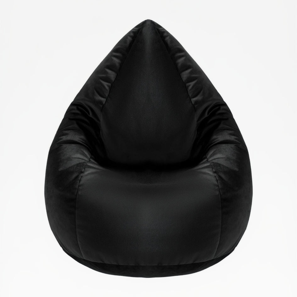 Black bean bag chair on a white background