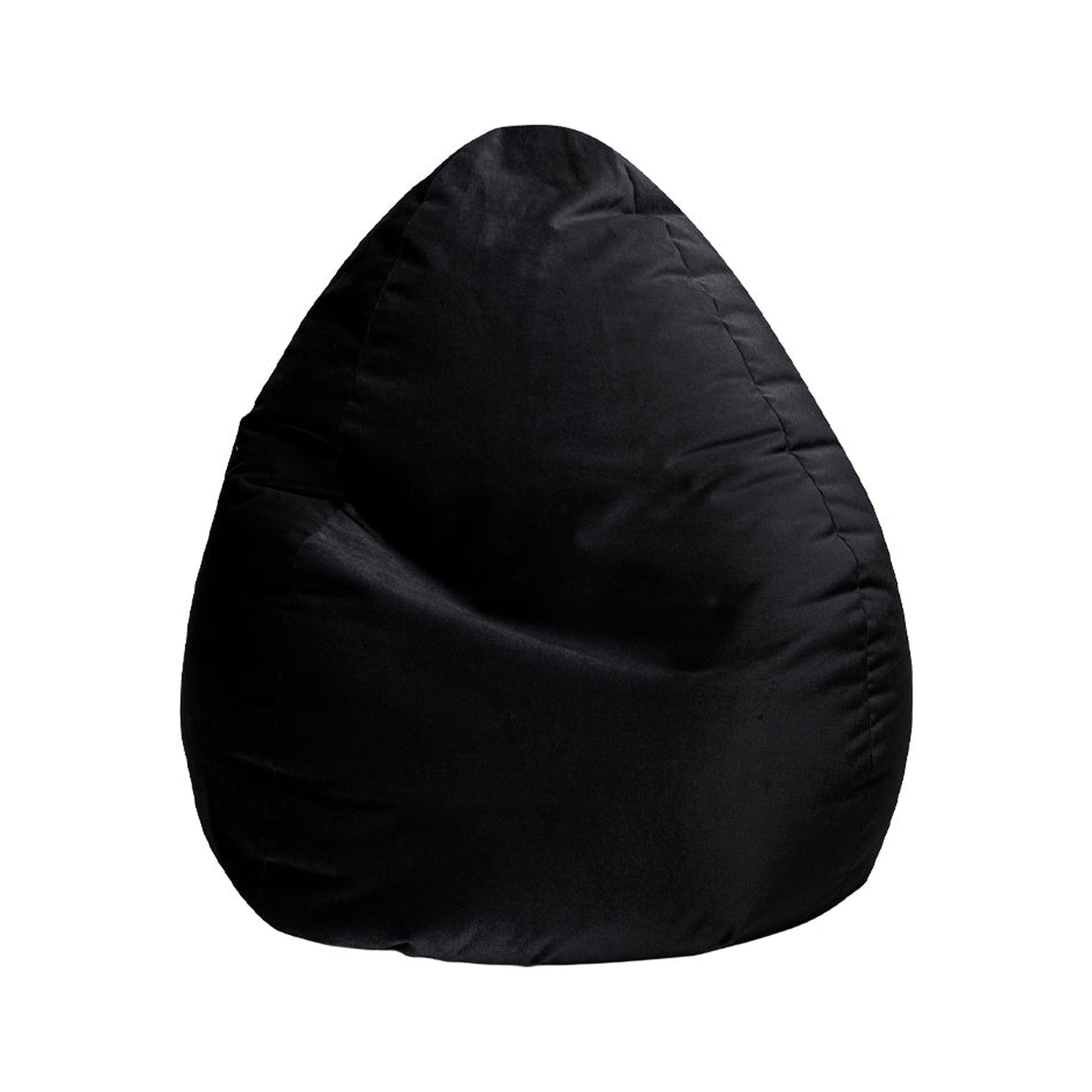 Black bean bag chair on a white background