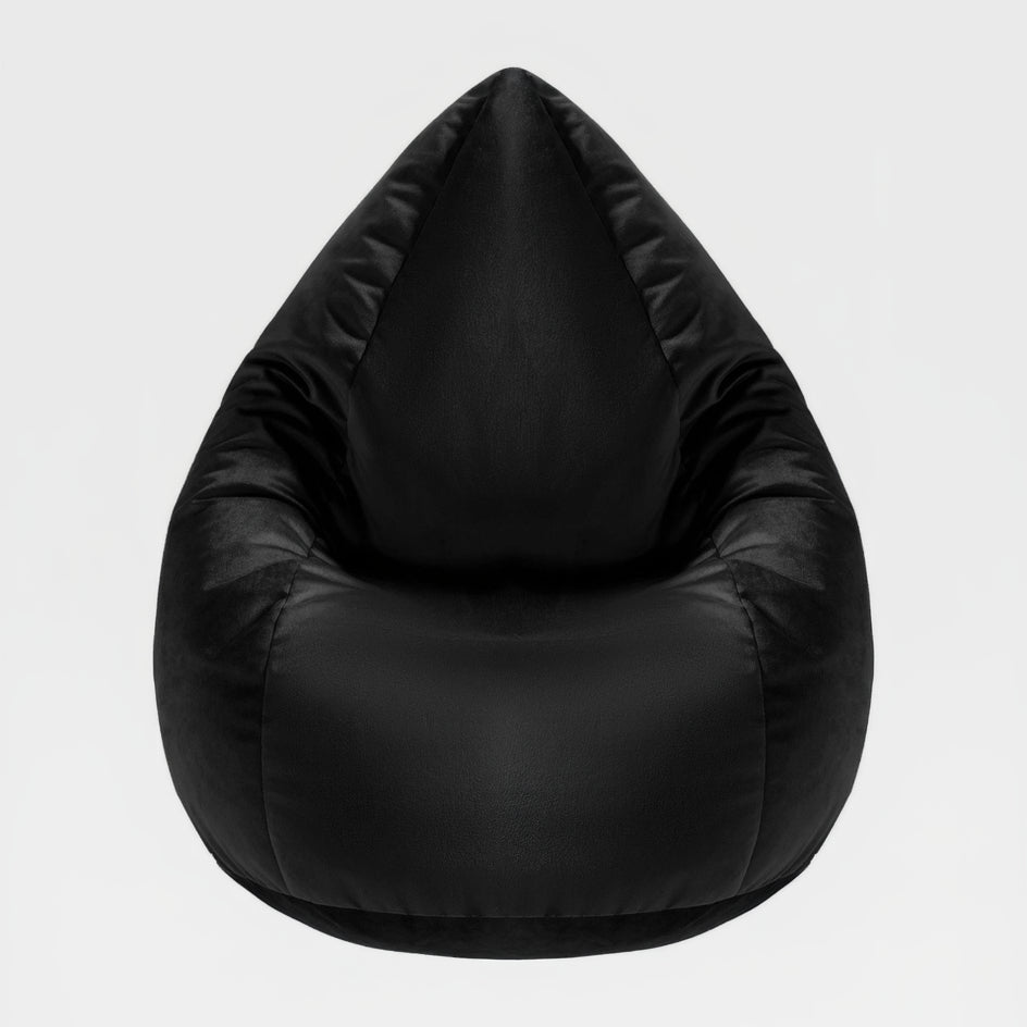 Black bean bag chair on a white background