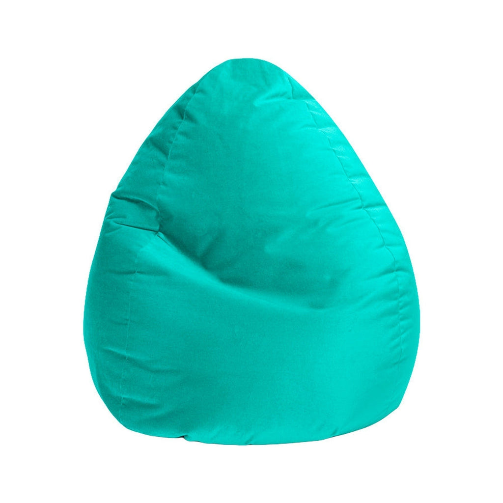 Turquoise bean bag chair on a white background