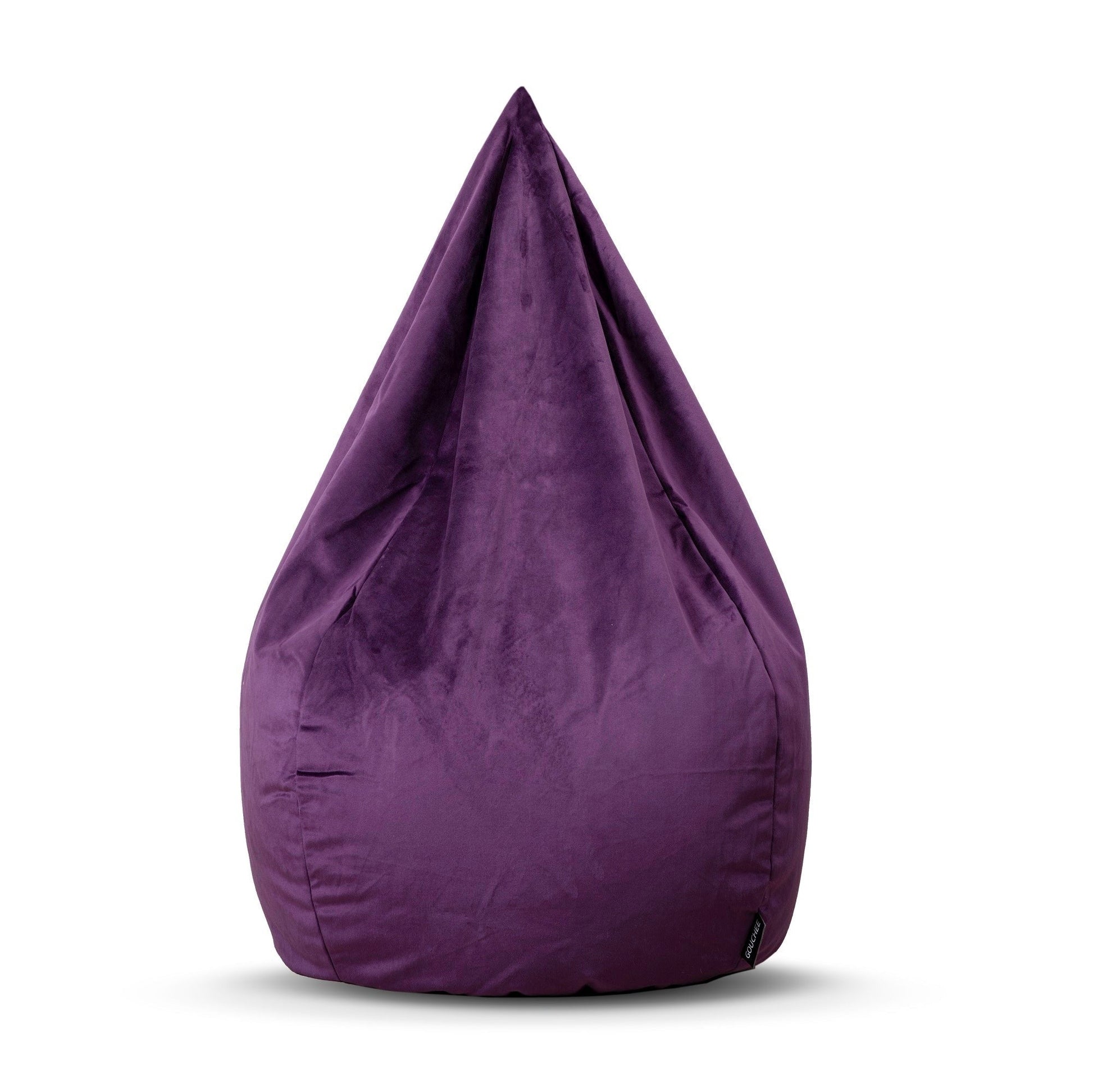 Purple bean bag chair on a white background