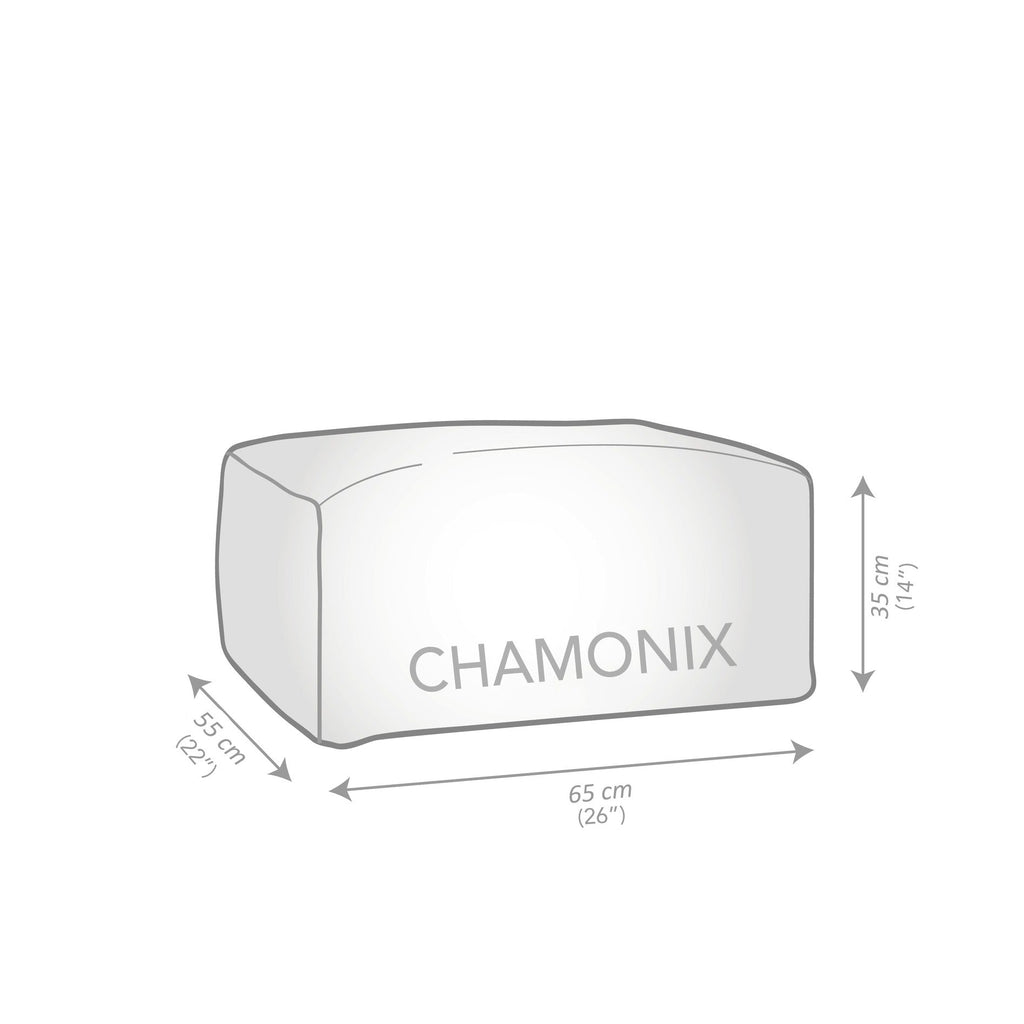 Rectangular product with 'Chamonix' branding and dimensions on a white background