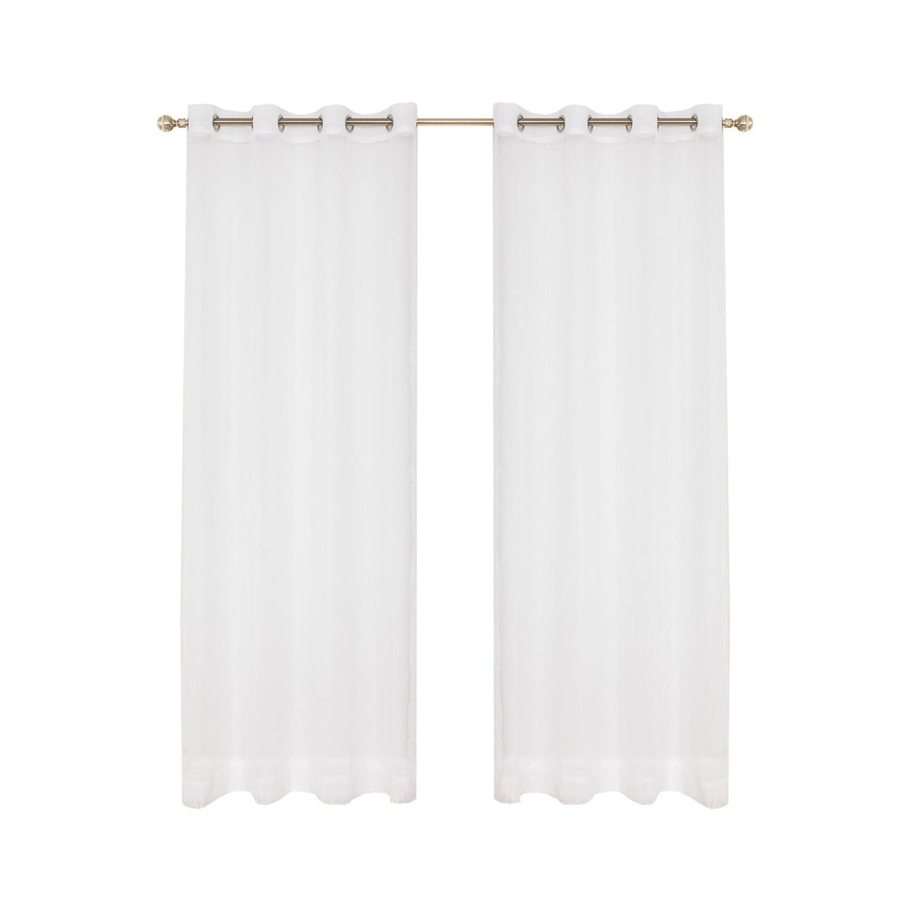 White curtains with gold rings 
