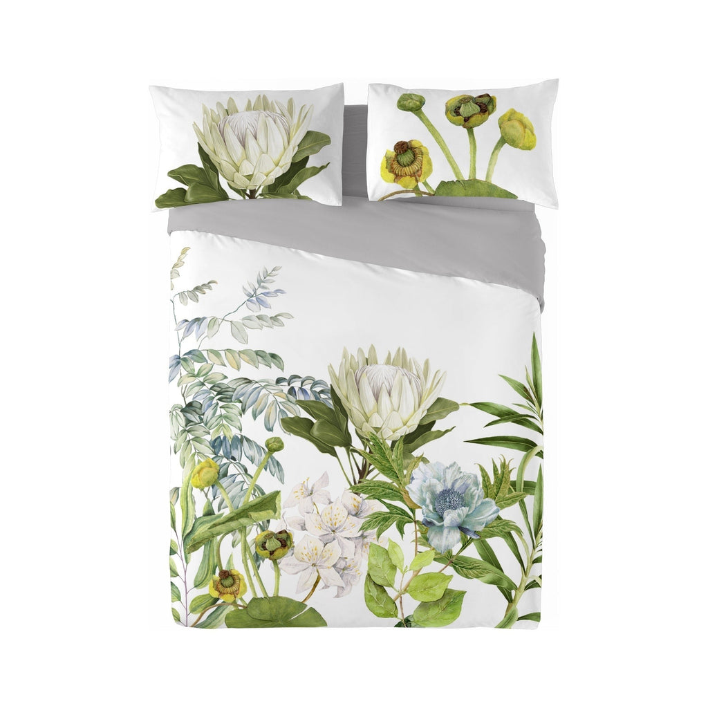 Floral bedding set with white and green flowers