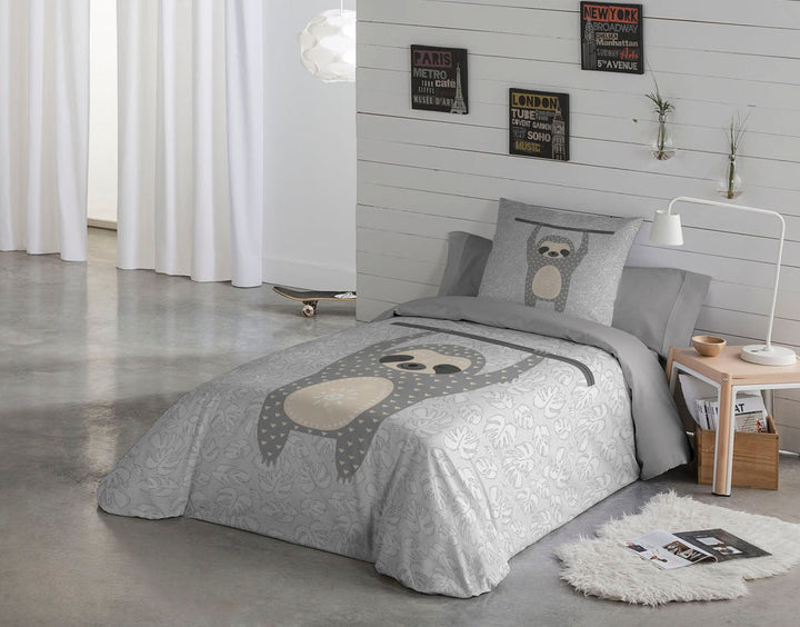 Juego de funda nórdica de 2 piezas con diseño de perezoso (66" de ancho x 86" de largo)