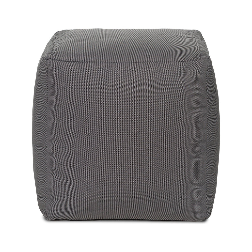 Gray cube-shaped ottoman on a white background