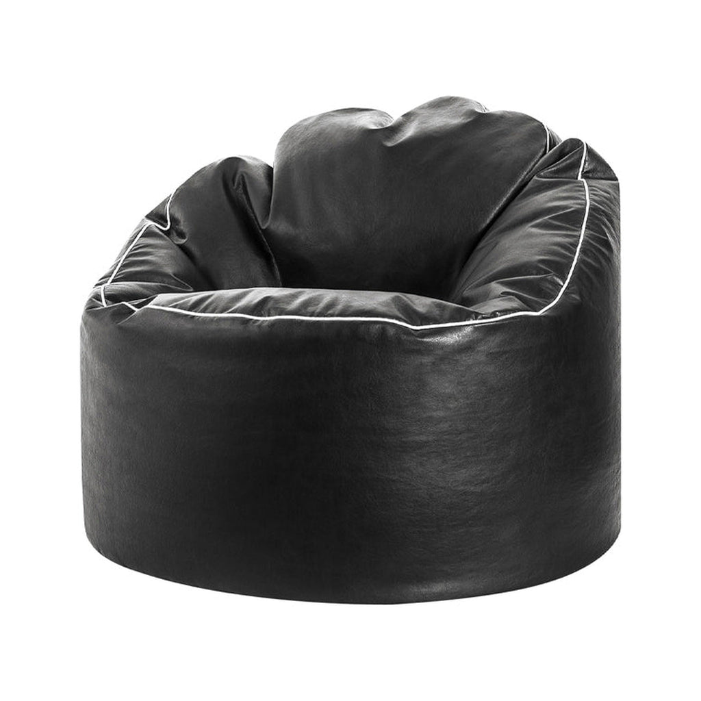 Black bean bag chair on a white background