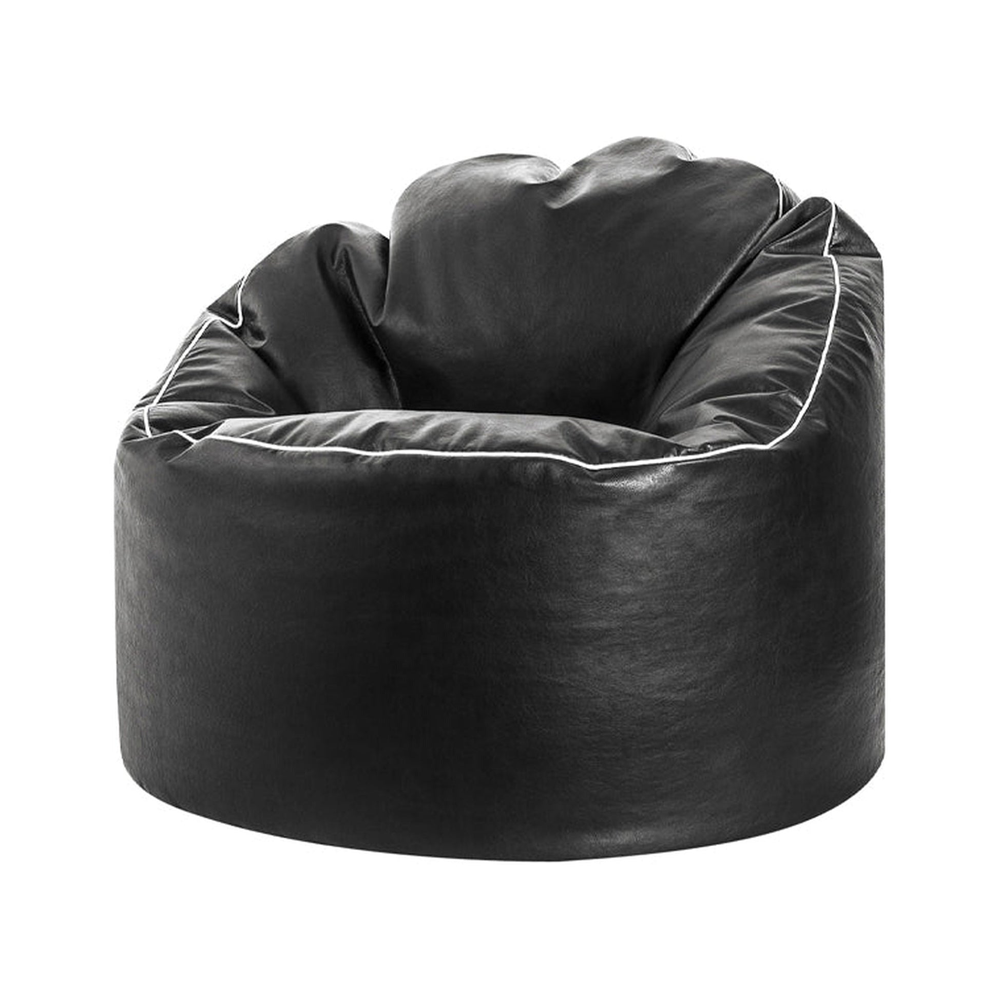 Black bean bag chair on a white background