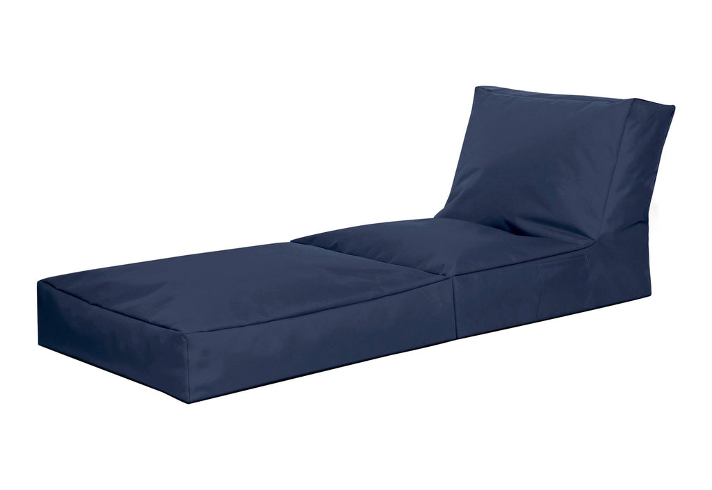 Navy blue outdoor lounge chair on a white background